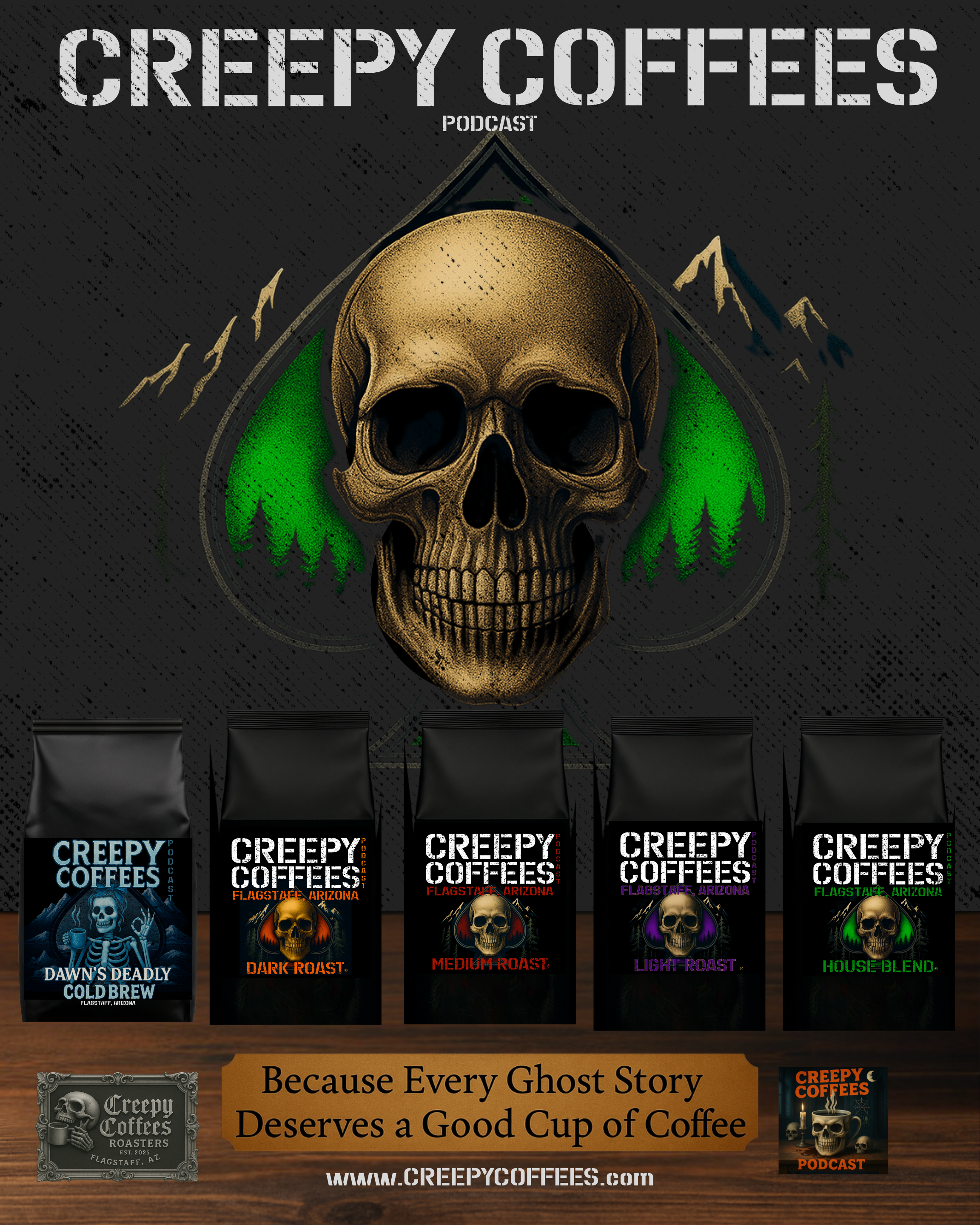 CREEPY COFFEES DARK ROAST (Whole Bean) 12oz