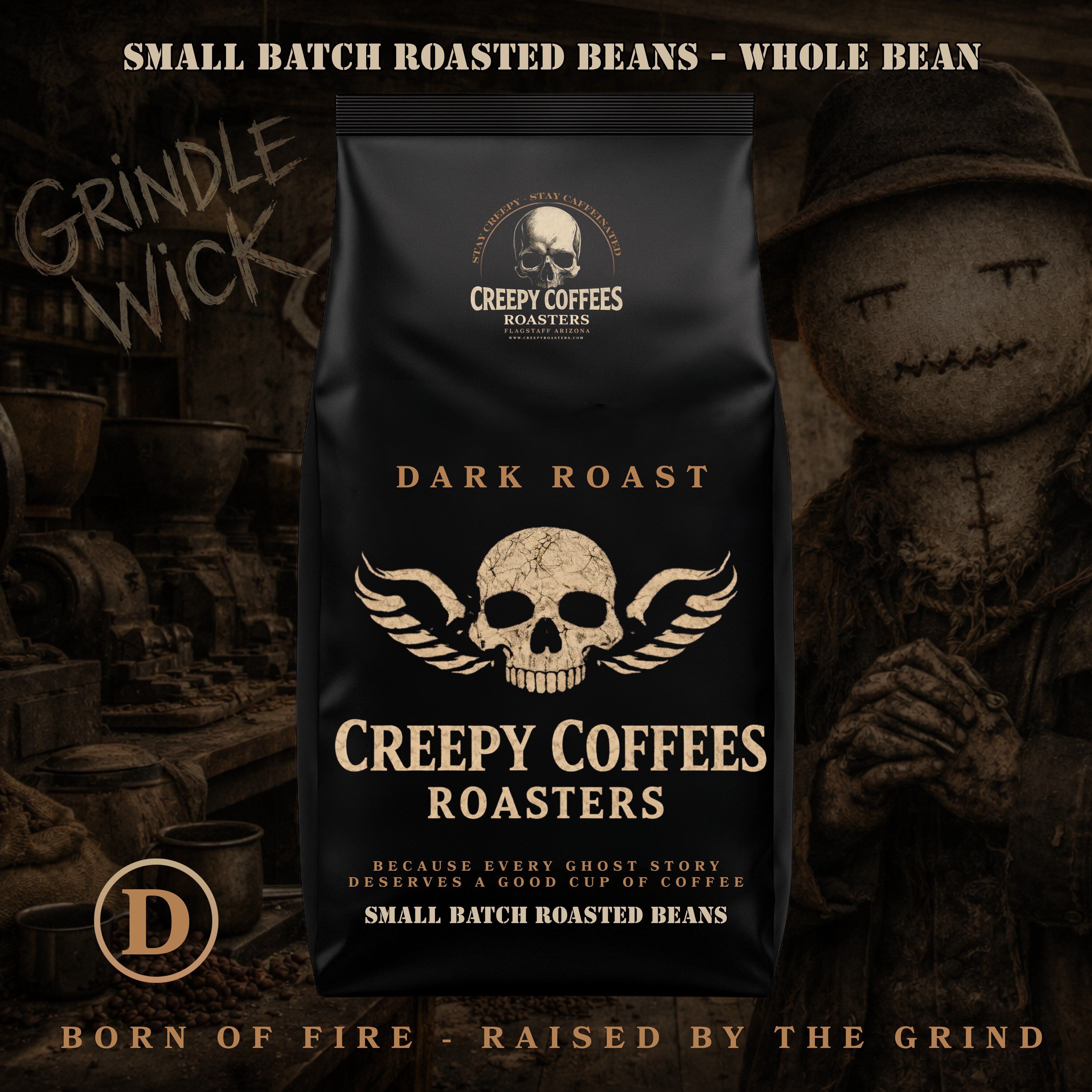 CREEPY COFFEES DARK ROAST (Whole Bean) 12oz FREE SHIPPING
