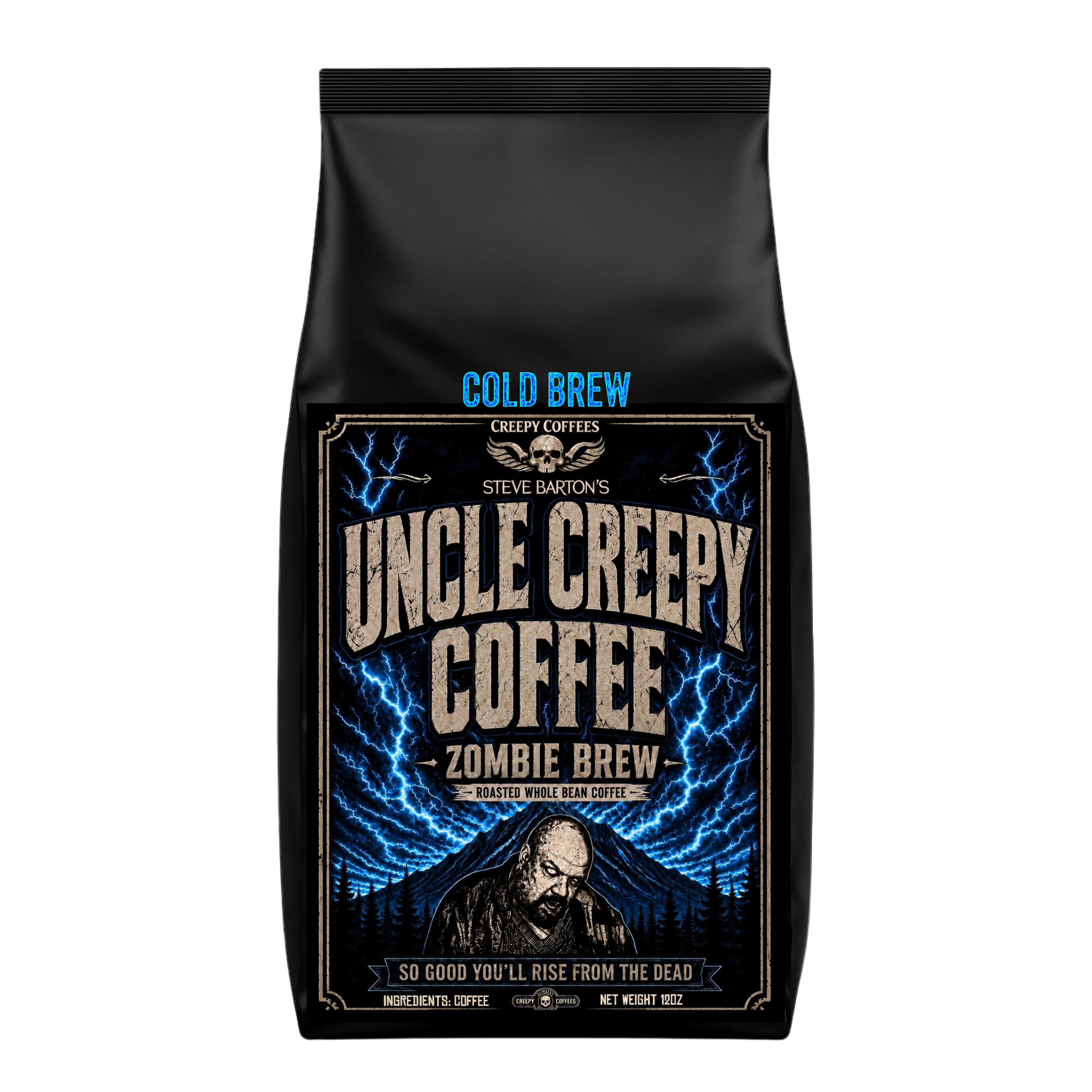 Steve Barton’s Uncle Creepy Coffees – Zombie Brew™  COLD BREW Whole Bean Coffee 12oz